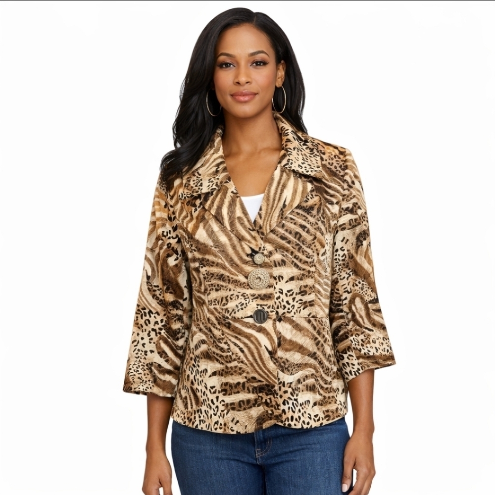 Isabella Suits Animal Print Blazer 16 - Mob Wife Cheetah Zebra Print Jacket L